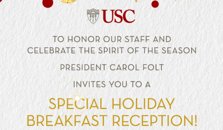 President’s All Staff Holiday Reception – December 13 and 14, 2023